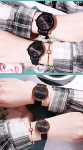 Close-up of GEDI women quartz watch with leather strap and star bracelet set