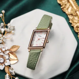 Women Vintage Rhombus Quartz Watch With Rose Gold Alloy Case Leather Strap Waterproof Elegant Fashion Dress Wristwatch For Ladies