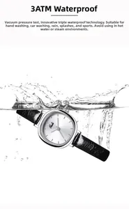Detail der quadratischen Quarzuhr im Wasser mit Fokus auf die 3ATM Wasserdichtigkeit