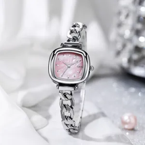 Montre Quartz Femme Élégante Ovale Cadran Nacre Bracelet Chaîne Alliage Étanche Mode