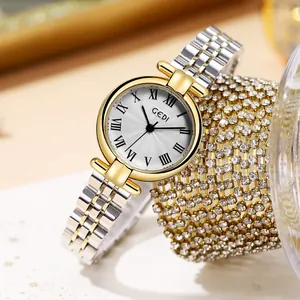 GEDI vintage women watch with Roman numerals and two-tone gold silver steel strap