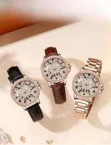 Detailed collection of Gedi automatic women's skeleton watches with rhinestone bezel