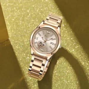 Orologio donna elegante oro rosa con quadrante a cuore e funzione calendario
