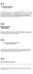 Detailed user guide for automatic mechanical watch power reserve and winding instructions