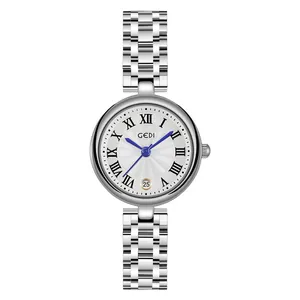 Montre à quartz pour femme avec bracelet en acier argenté et cadran à chiffres romains