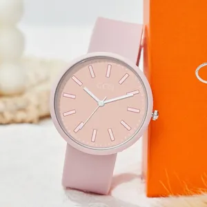 GEDI Women Quartz Watch Minimalist Candy Color Silicone Strap Luminous Fashion Pointer Display Waterproof Wristwatch For Student Girls