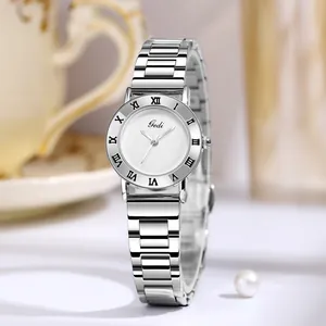 Women Fashion Quartz Watch Vintage Minimalist Stainless Steel Band Waterproof Roman Numeral Bezel Casual Office Watch