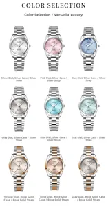 Detailed grid showing luxury quartz watches with steel straps and diverse colored dials