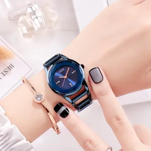 Orologio al Quarzo da Donna GEDI Lusso Specchio in Vetro Sfaccettato Quadrante con Strass Cinturino in Lega Cavo Orologio Impermeabile