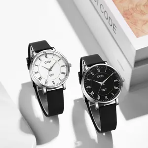 Waterproof quartz watch pair with Roman numerals and durable silicone straps