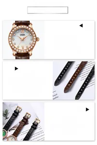 Detailed view of the rose gold rhinestone bezel and white mother-of-pearl watch dial