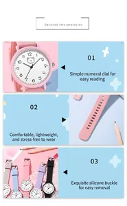 Dettaglio dell'orologio per bambini con orsetto e cinturino in morbido silicone