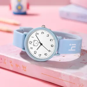 GEDI Cute Cartoon Bear Quartz Watch For Students Women Waterproof Silicone Strap Casual Analog Wristwatch Daily Jewelry
