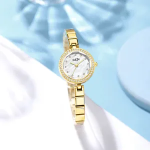 GEDI Κομψό Vintage Γυναικείο Ρολόι Quartz Στρας Διακοσμημένο Ρολόι Βραχιόλι Κράμα Φίλντισι Καντράν Αδιάβροχο Ρολόι Χειρός Μόδας