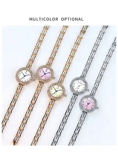 Close-up of multicolor rhinestone alloy bracelet watches in various dial colors