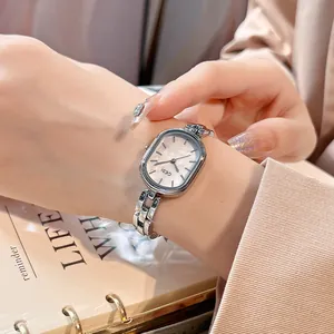 Fashion Oval Women Quartz Watch With Mother Of Pearl Dial Alloy Bracelet Jewelry Buckle Elegant Minimalist Ladies Wristwatch