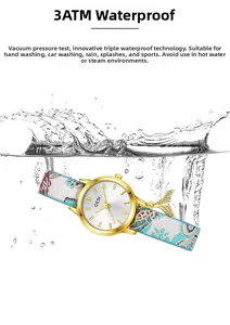 Detailed dynamic shot of GEDI water-resistant watch with unique woven strap and fish tail charm