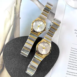 Elegante GEDI Quarzuhr für Damen mit zweifarbigem Stahlarmband und weißem Strasszifferblatt