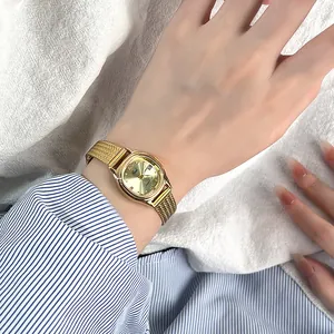 Women Fashion Quartz Watch Waterproof Date Window Elegant Stainless Steel Mesh Strap Bracelet Wrist Watch For Ladies