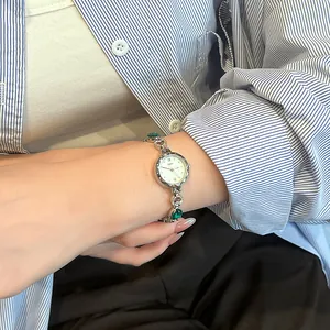 GEDI Women Luxury Bracelet Watch Vintage Heart Shaped Rhinestone Quartz Watch Silver Alloy Strap Elegant Jewelry Bangle Watch
