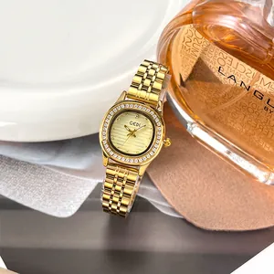Montre à Quartz Vintage GEDI pour Femmes Strass Bracelet en Alliage d'Acier Inoxydable Luxe Minimaliste Petit Cadran Montre-bracelet Élégante 61019