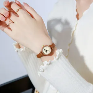 Minimalist Women Quartz Watch Elegant Small Dial Leather Strap Waterproof Analog Wristwatch Fashion Ins Style Elegant Dress Watch Ladies Gift