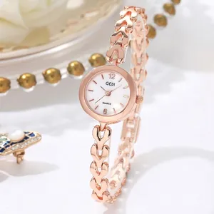 Montre Bracelet à Maillons en Cœur pour Femme Minimaliste Or Rose Argent Quartz Étanche Petit Cadran Montre Bijou