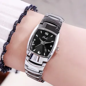 Gedi Women's Quartz Wristwatch Retro Barrel Case Date Window Waterproof Alloy Link Band Elegant Rhinestone Watch For Women