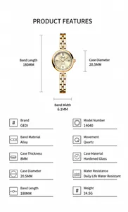 Specifiche dettagliate con dimensioni e misure per questo orologio al quarzo vintage
