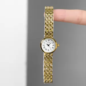 Elegant GEDI Women Quartz Watch Small Round Dial Roman Numerals Stainless Steel Strap Waterproof Luxury Retro Ladies Wristwatch