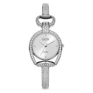 Elegant silver starry sky women's watch with full crystal inlay and quartz movement
