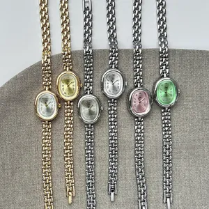 Collection of oval vintage alloy quartz watches for women with roman numeral dials