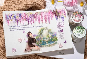 Detail van Mountain Vines serie washi tapes en stickers voor journal decoratie