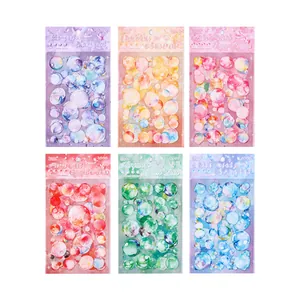 Set van 6 aquarelbubbelstickers in diverse kleuren voor creatieve dagboeken en decoratie