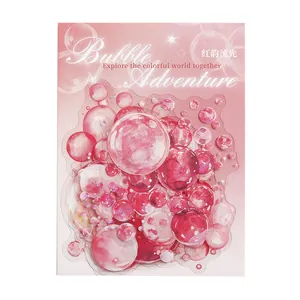Autocollants PET Bubble Adventure roses avec effet de lumière pour journaling