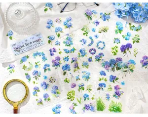 Detail of 6-piece Elegant Hydrangea sticker set for DIY scrapbooking and journal decor