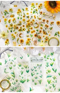 Detail showing sunflowers and lilies of the valley floral scrapbooking sticker set