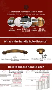 Size guide for colorful ceramic cabinet handles with hole distance and installation tips