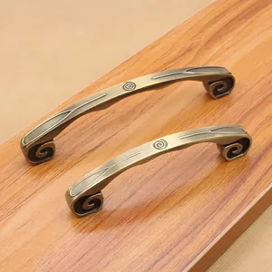 European vintage zinc alloy drawer handles with antique bronze finish and spiral patterns