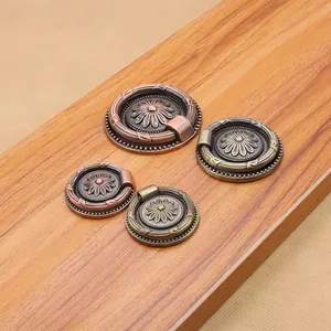 European antique sun pattern drawer handles in bronze and copper finishes for cabinets