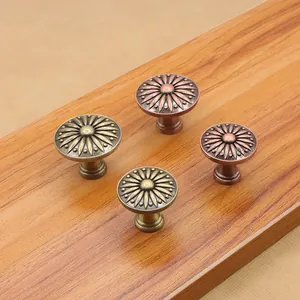 Dettaglio dei pomelli per mobili in lega di zinco con intagli a forma di girasole