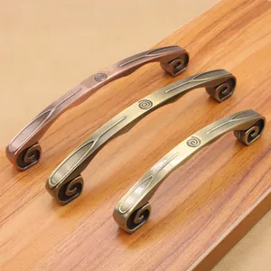 Vintage Zinc Alloy Cabinet Pulls Antique Bronze Furniture Handles For Drawers Wardrobe Cupboard European Style Hardware