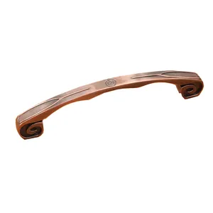 Antique bronze zinc alloy pull handle for cabinets with elegant European scroll patterns