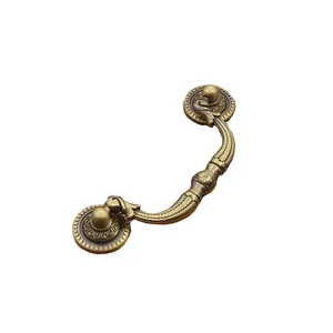 Antique bronze furniture handle with ornate floral patterns for vintage cabinets