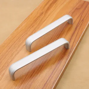 Modern Aluminum Alloy Furniture Handle Matte Silver U Shaped Cabinet Pull For Kitchen Cupboard Wardrobe Drawer Door Minimalist Hardware