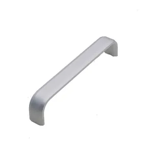 Matte silver aluminum furniture handle for cabinets and drawers with U-shaped design