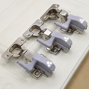 3er-Set Schrankscharniere aus Edelstahl mit integrierten grauen LED-Sensormodulen
