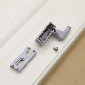 Detailed components of a gray LED cabinet hinge light with sensor and mounting base
