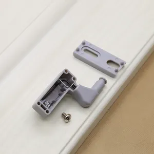 Detailed components of grey LED cabinet hinge light including sensor body and base screw