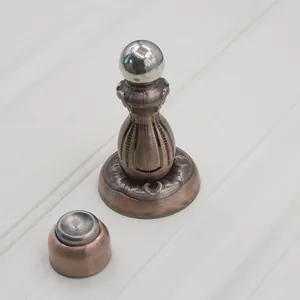 Antique bronze magnetic door stopper set with brushed finish and classical carvings